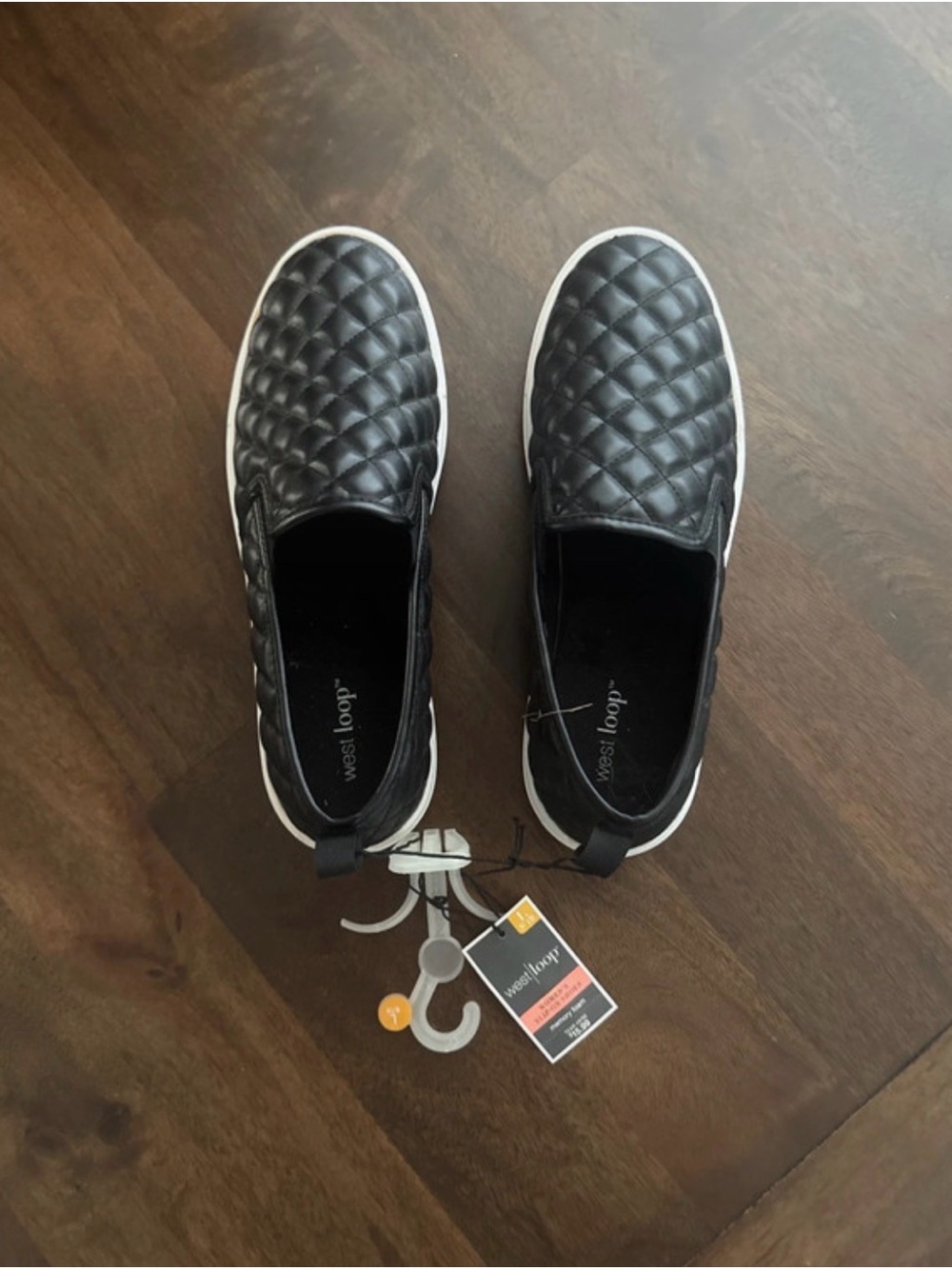 Quilted Slip-On Loafers in Black with White Sole